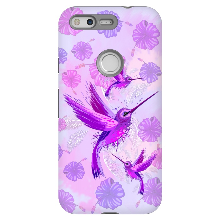 Pixel StrongFit Hummingbird Spirit Purple Watercolor  by BluedarkArt