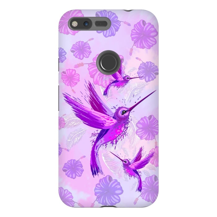 Pixel XL StrongFit Hummingbird Spirit Purple Watercolor  by BluedarkArt