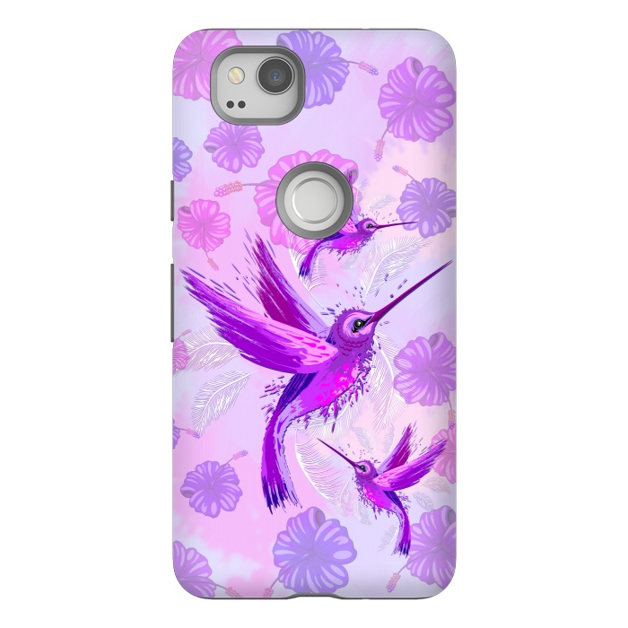 Pixel 2 StrongFit Hummingbird Spirit Purple Watercolor  by BluedarkArt