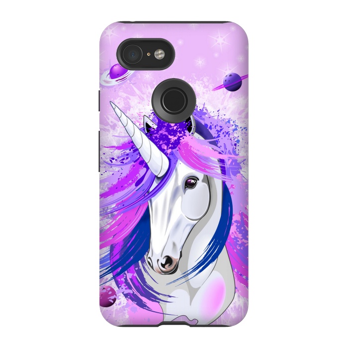 Pixel 3 StrongFit Unicorn Spirit Pink and Purple Mythical Creature by BluedarkArt