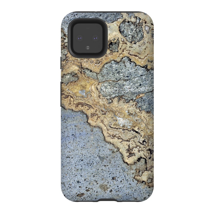 Pixel 4 StrongFit Blue and Gold Marble by Alemi
