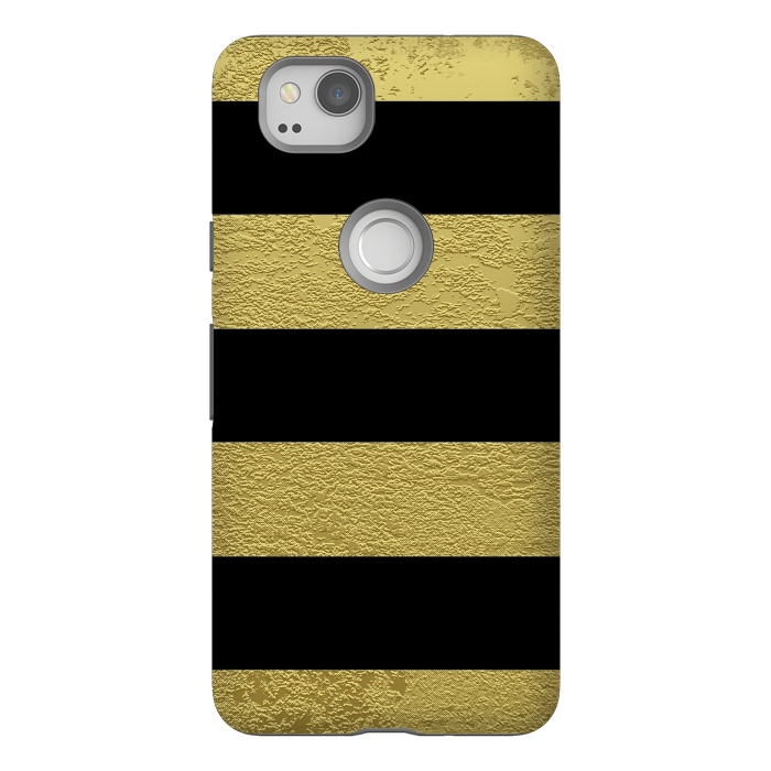 Pixel 2 StrongFit Black and Gold Stripes by Alemi
