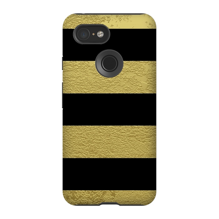 Pixel 3 StrongFit Black and Gold Stripes by Alemi