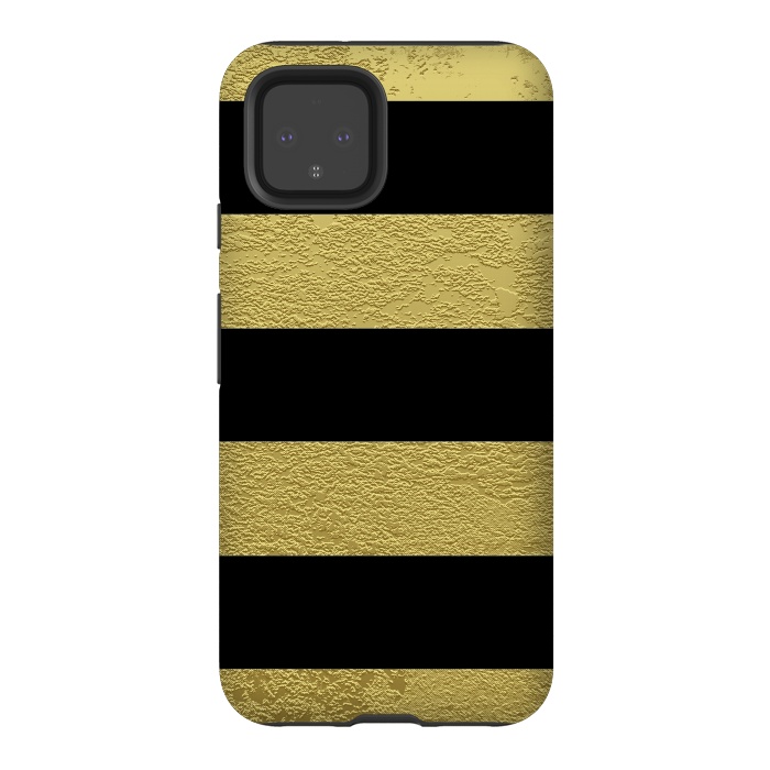Pixel 4 StrongFit Black and Gold Stripes by Alemi
