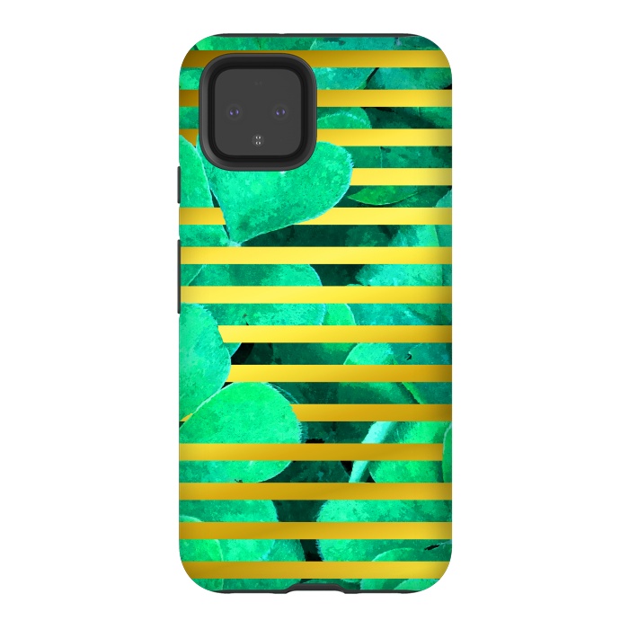 Pixel 4 StrongFit Clover and Gold Stripes Geometric Illustration by Alemi
