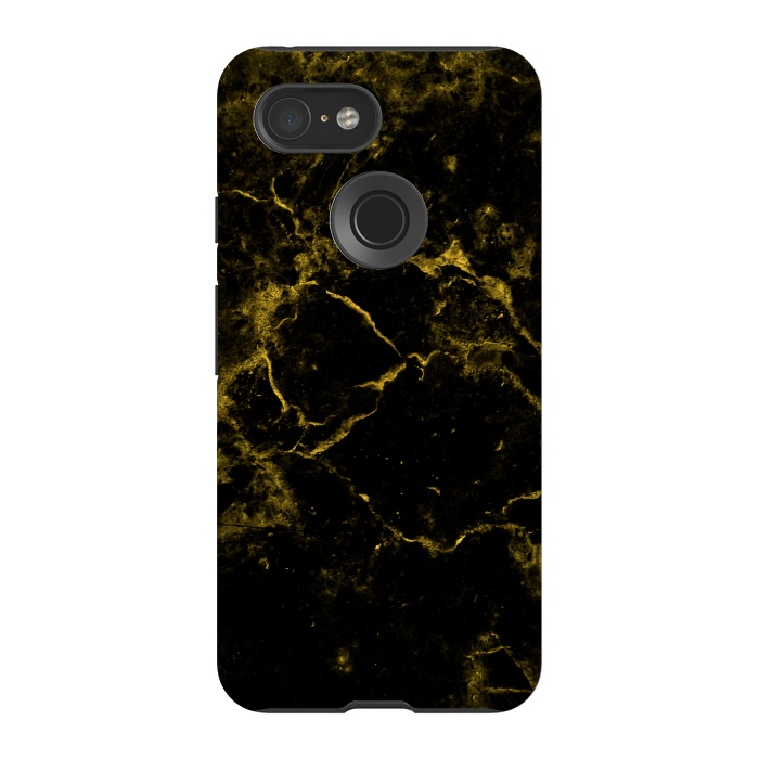 Pixel 3 StrongFit Black and Gold Marble by Alemi