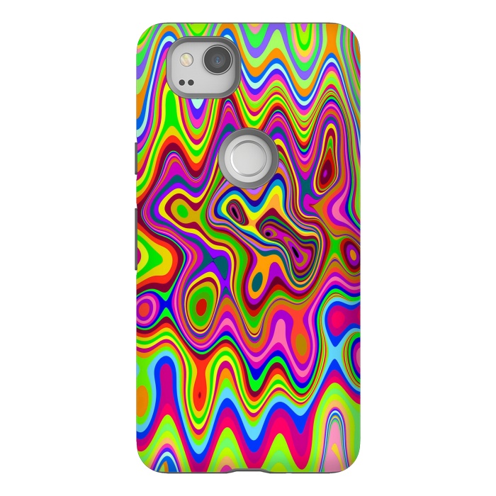 Pixel 2 StrongFit Psychedelic Glowing Colors Pattern by BluedarkArt