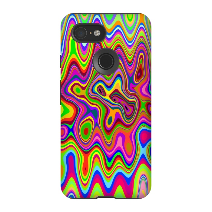 Pixel 3 StrongFit Psychedelic Glowing Colors Pattern by BluedarkArt