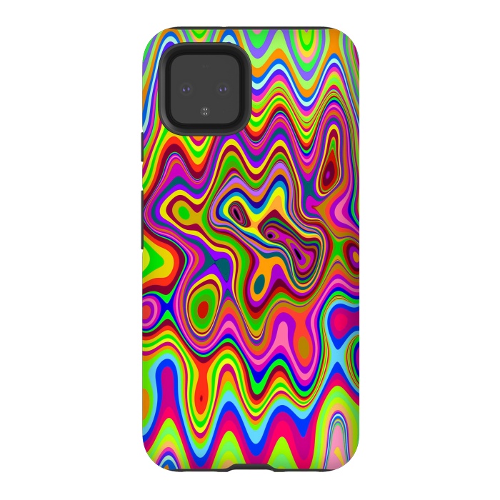 Pixel 4 StrongFit Psychedelic Glowing Colors Pattern by BluedarkArt