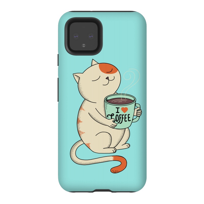 Pixel 4 StrongFit Cat and Coffee by Coffee Man