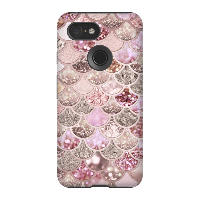 Pixel 3 StrongFit Multicolor Pink & Rose Gold Mermaid Scales by  Utart