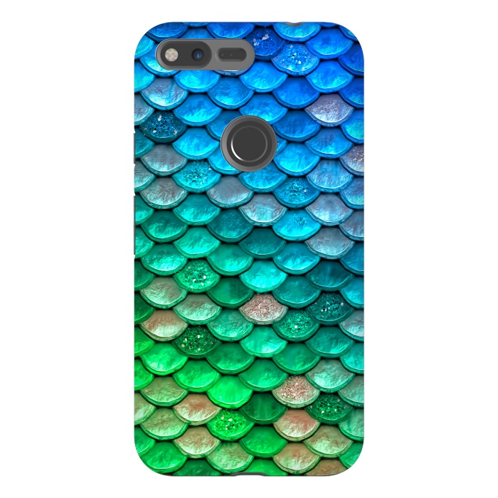 Pixel XL StrongFit Green & Blue Glitter Mermaid Scales by  Utart
