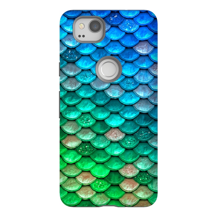 Pixel 2 StrongFit Green & Blue Glitter Mermaid Scales by  Utart