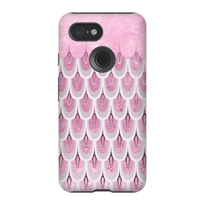 Pixel 3 StrongFit Multicolor Pink & Silver Gray Mermaid Scales by  Utart