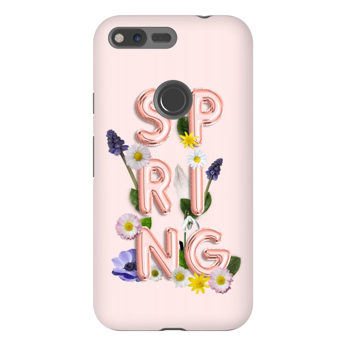 Pixel XL StrongFit SPRING - Flower Shiny Rose Gold Girly Flower Typography  by  Utart