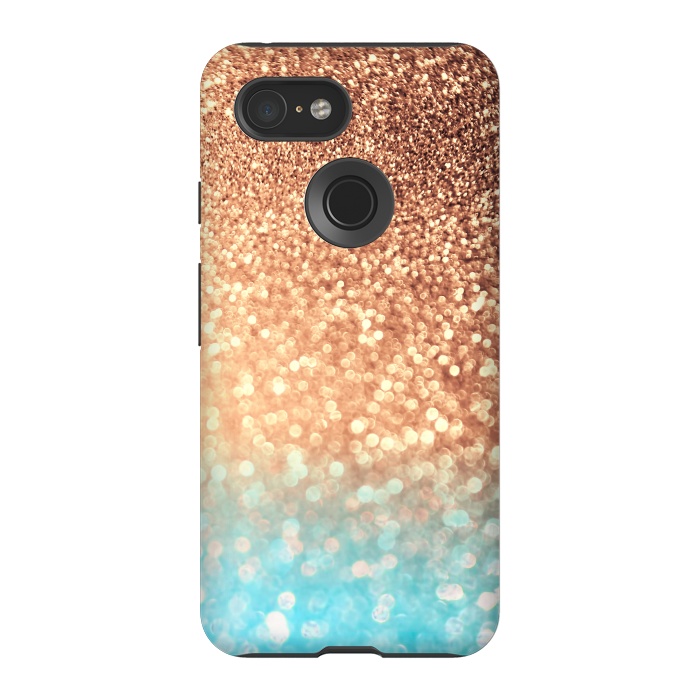 Pixel 3 StrongFit Mermaid Blue and Rose Gold Blush Glitter by  Utart