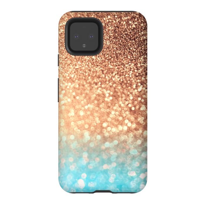 Pixel 4 StrongFit Mermaid Blue and Rose Gold Blush Glitter by  Utart