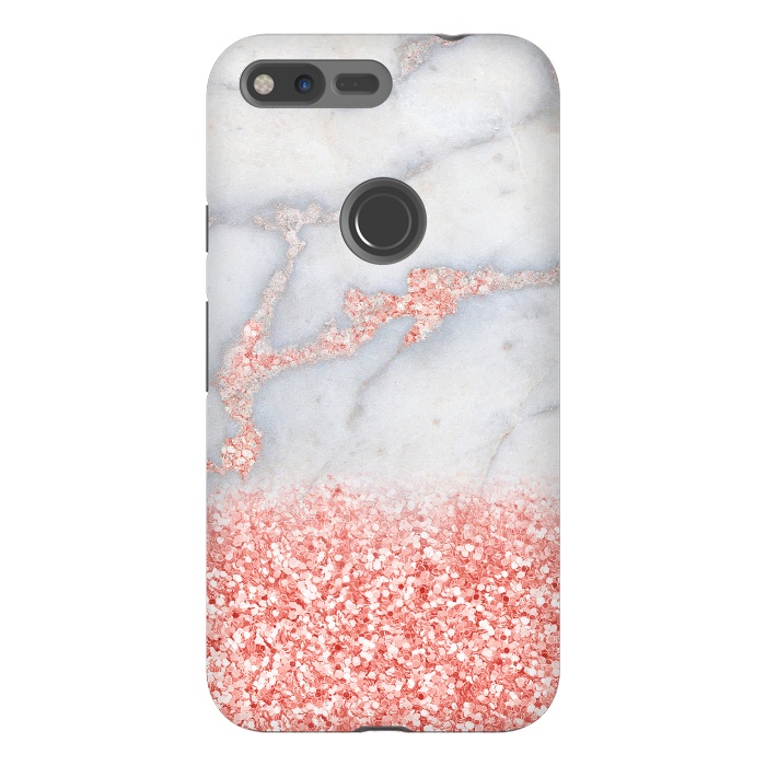 Pixel XL StrongFit Sparkly Pink Rose Gold Glitter Ombre Bohemian Marble by  Utart