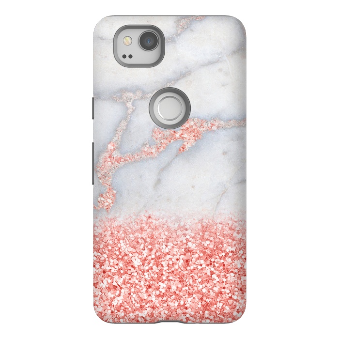 Pixel 2 StrongFit Sparkly Pink Rose Gold Glitter Ombre Bohemian Marble by  Utart