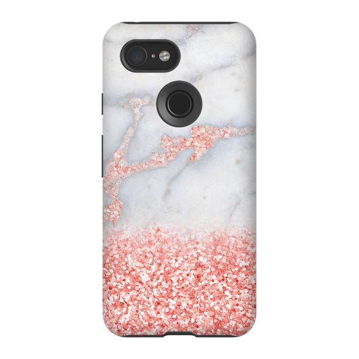 Pixel 3 StrongFit Sparkly Pink Rose Gold Glitter Ombre Bohemian Marble by  Utart