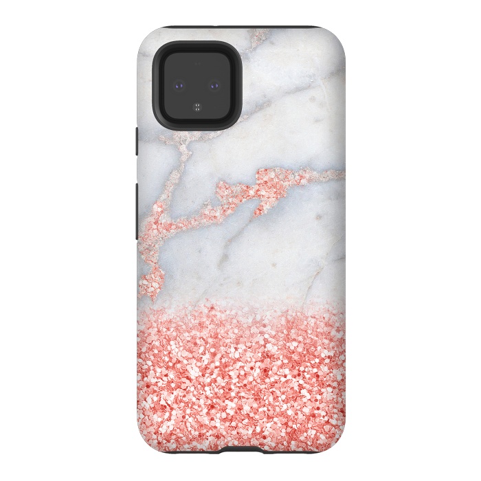 Pixel 4 StrongFit Sparkly Pink Rose Gold Glitter Ombre Bohemian Marble by  Utart