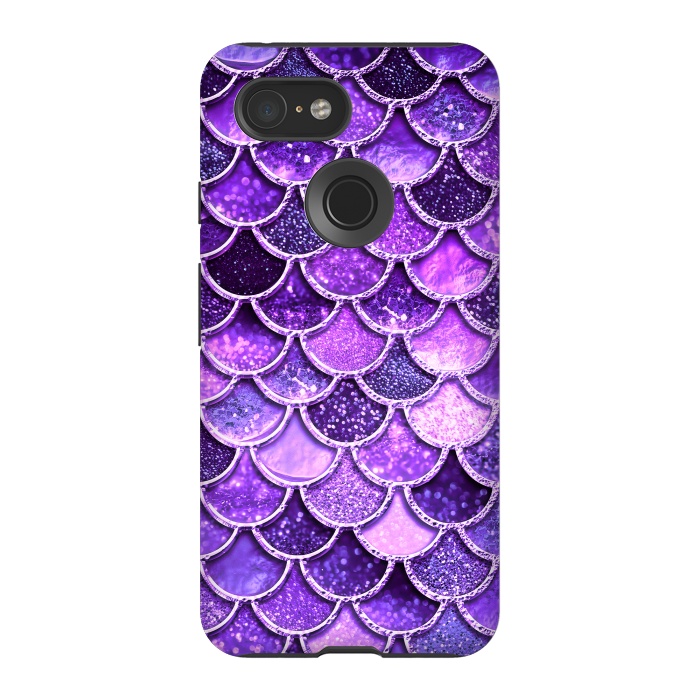 Pixel 3 StrongFit Ultra Violet Glitter Mermaid Scales by  Utart