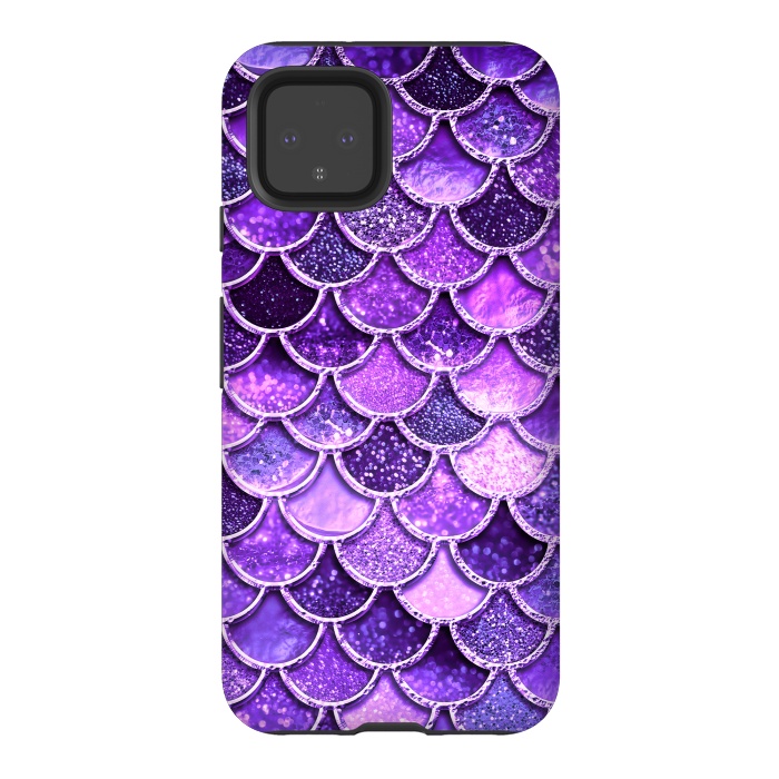 Pixel 4 StrongFit Ultra Violet Glitter Mermaid Scales by  Utart
