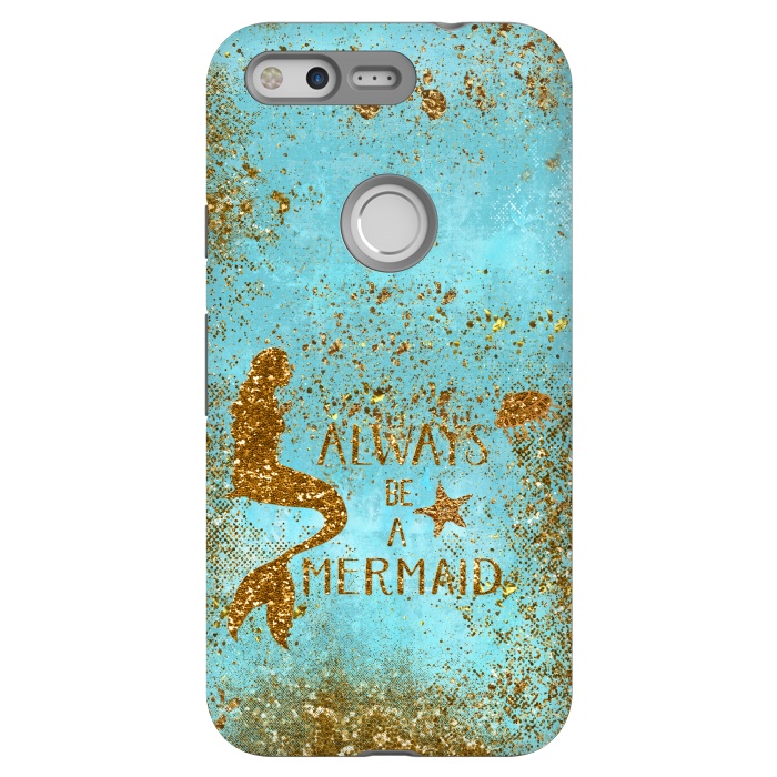 Pixel StrongFit Always be a Mermaid - Teal and Gold Glitter Typography by  Utart