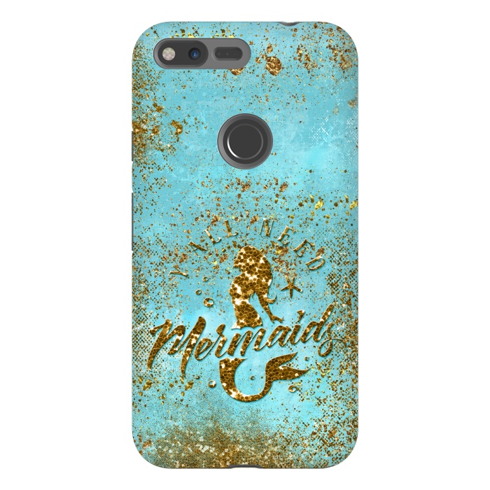 Pixel XL StrongFit We all need mermaids - Teal and Gold Glitter Typography  by  Utart