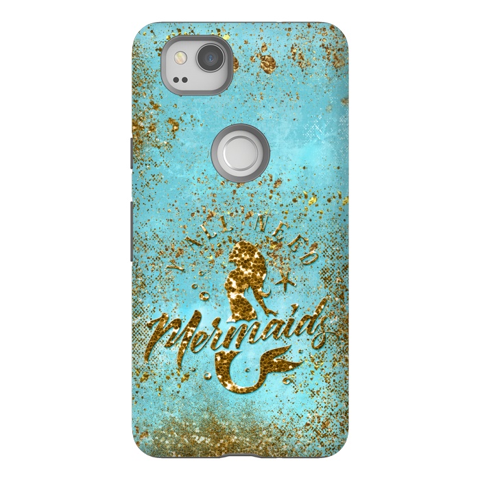 Pixel 2 StrongFit We all need mermaids - Teal and Gold Glitter Typography  by  Utart