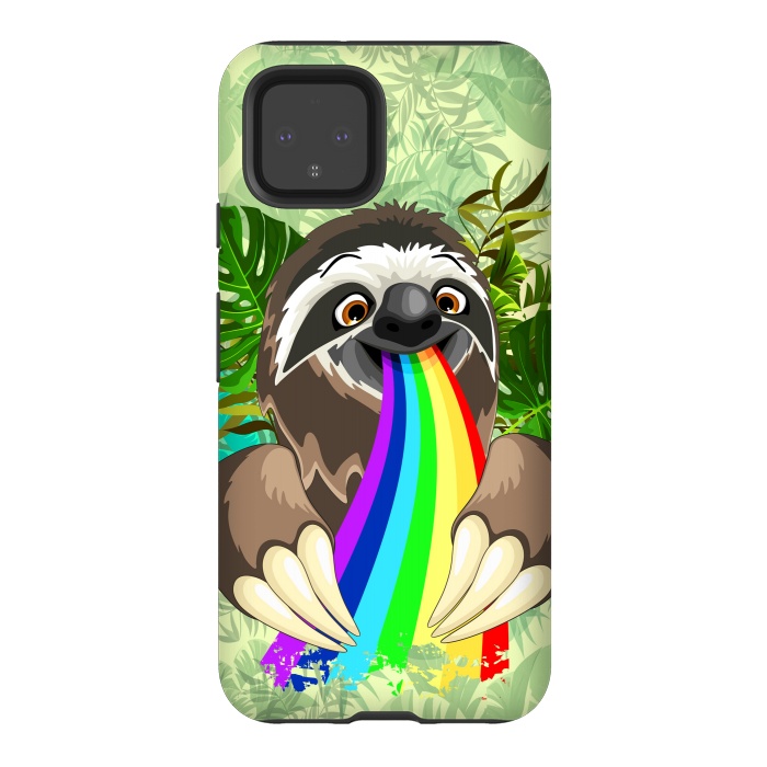 Pixel 4 StrongFit Sloth Spitting Rainbow Colors by BluedarkArt