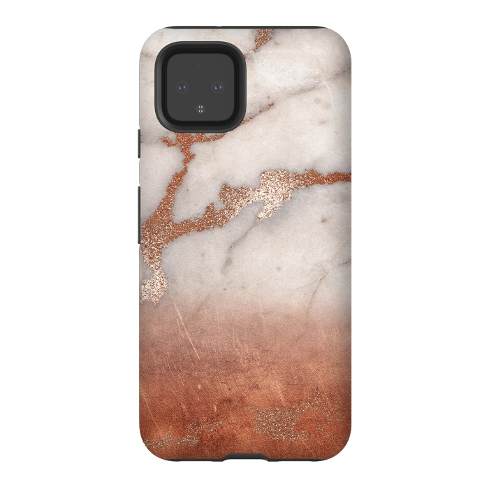 Pixel 4 StrongFit Copper Trendy Veined Marble by  Utart