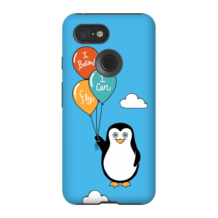 Pixel 3 StrongFit Penguin I Believe I Can Fly by Coffee Man