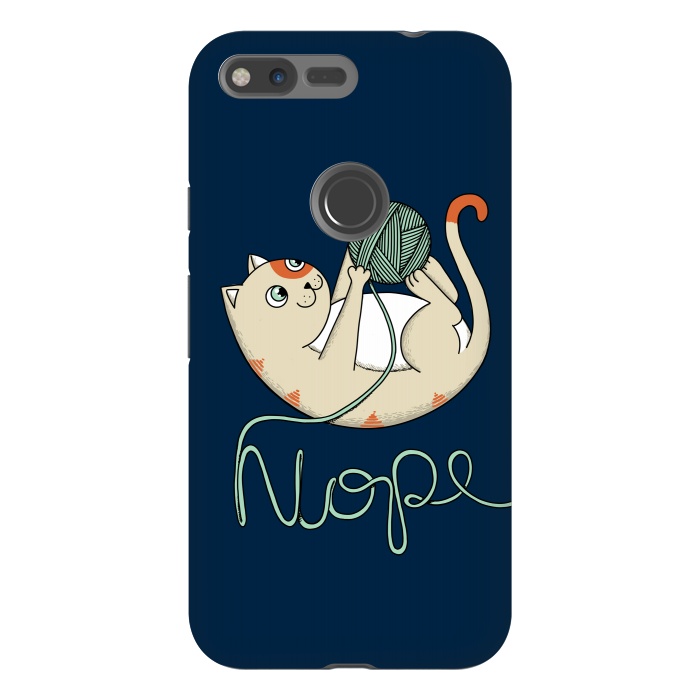 Pixel XL StrongFit Cat Nope Blue by Coffee Man