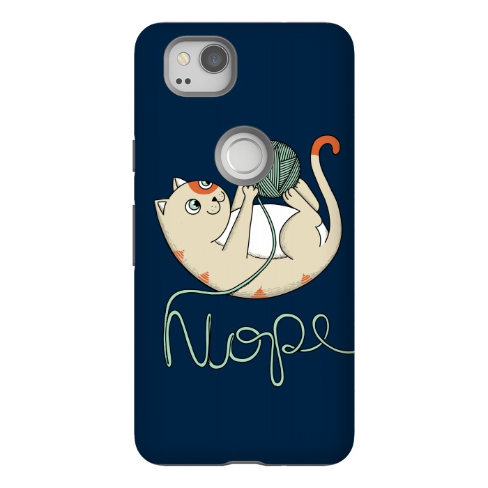 Pixel 2 StrongFit Cat Nope Blue by Coffee Man