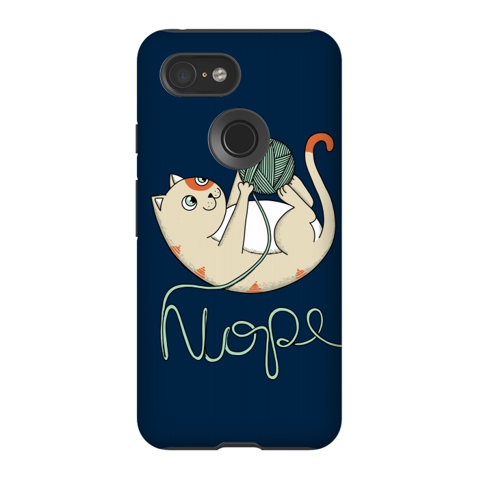 Pixel 3 StrongFit Cat Nope Blue by Coffee Man