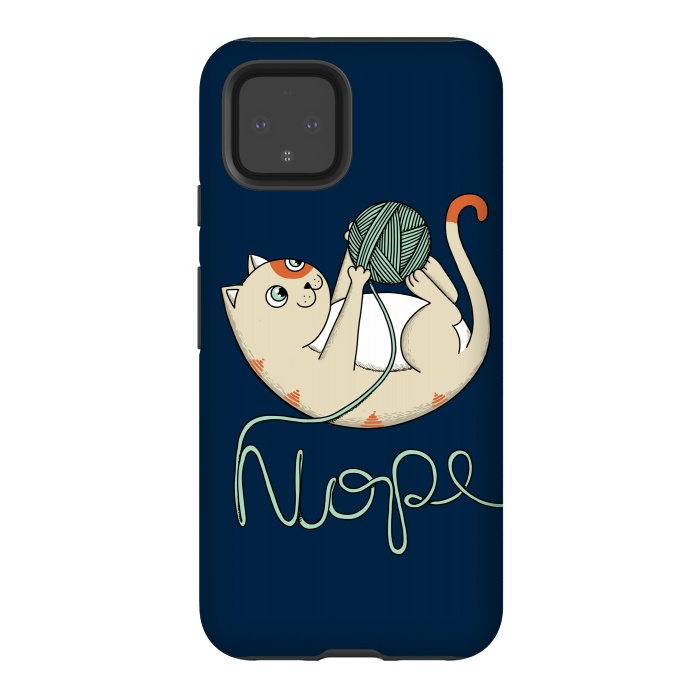Pixel 4 StrongFit Cat Nope Blue by Coffee Man