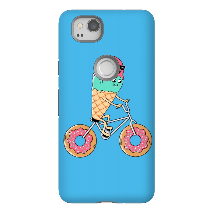Pixel 2 StrongFit Donut Bicycle Blue by Coffee Man