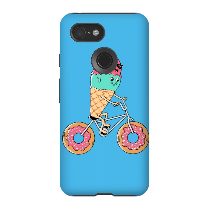Pixel 3 StrongFit Donut Bicycle Blue by Coffee Man