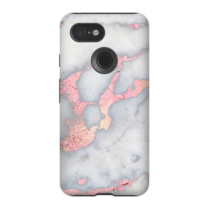 Pixel 3 StrongFit Marble with Rose Gold Veins by  Utart
