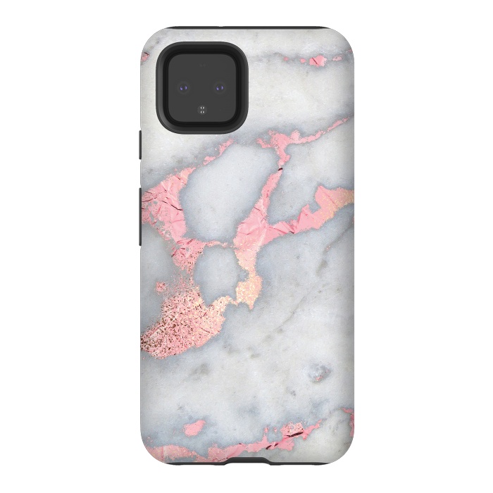 Pixel 4 StrongFit Marble with Rose Gold Veins by  Utart