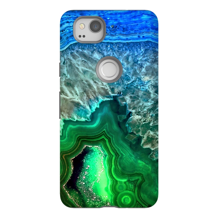 Pixel 2 StrongFit Blue and Green Agate  by  Utart