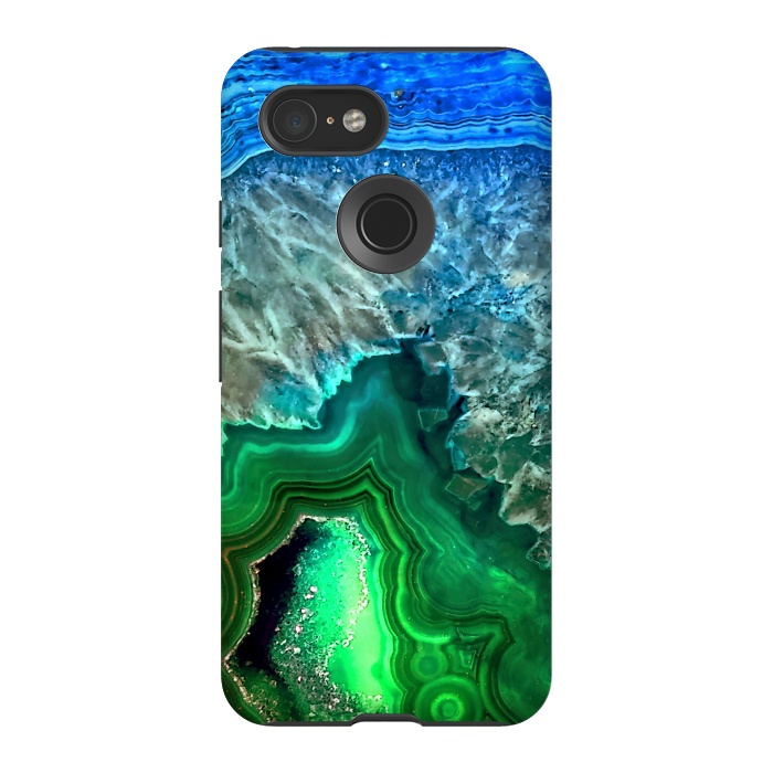 Pixel 3 StrongFit Blue and Green Agate  by  Utart