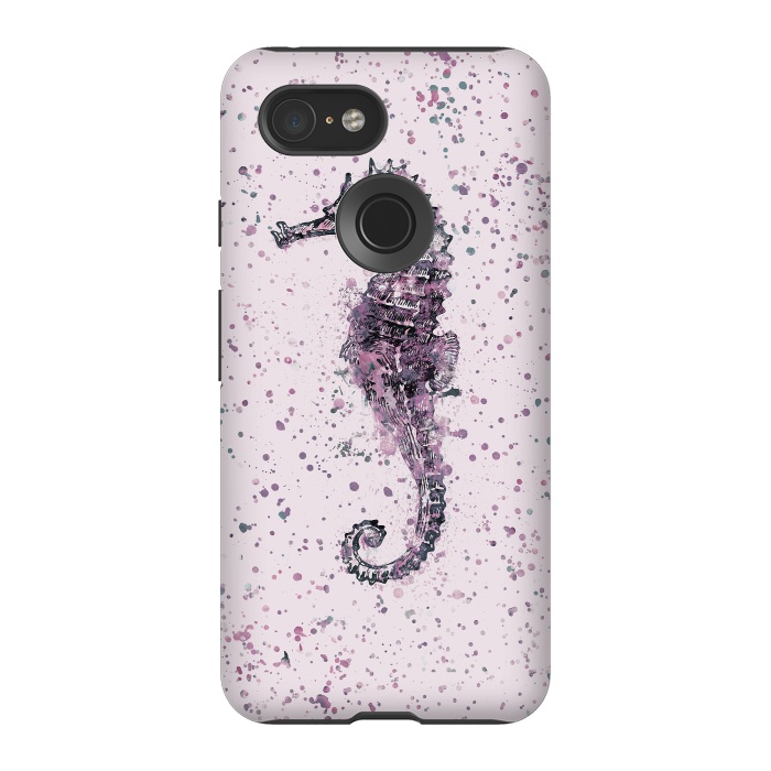 Pixel 3 StrongFit Watercolor Seahorse by Andrea Haase