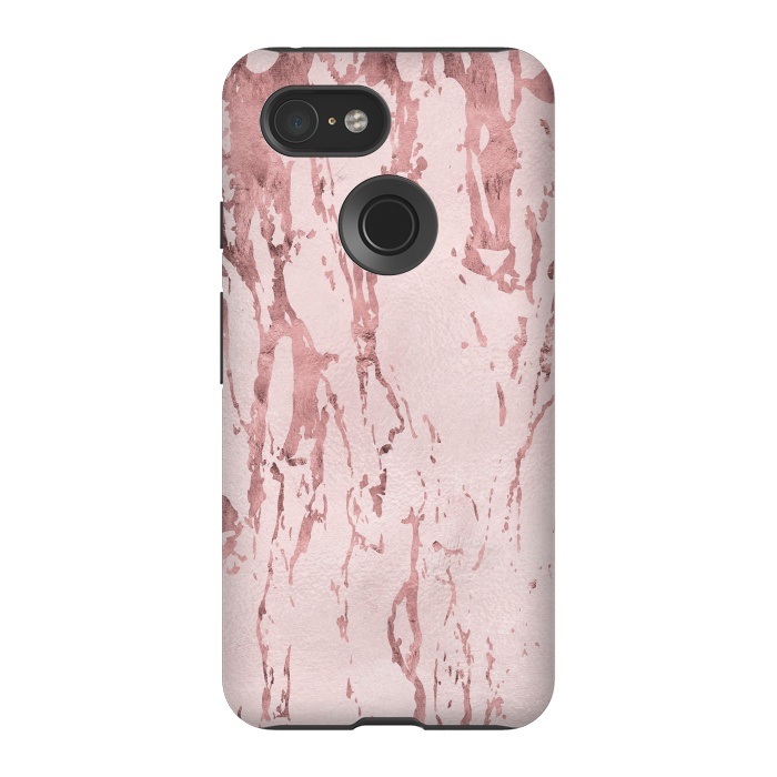 Pixel 3 StrongFit Shiny Rose Gold Marble 2 by Andrea Haase