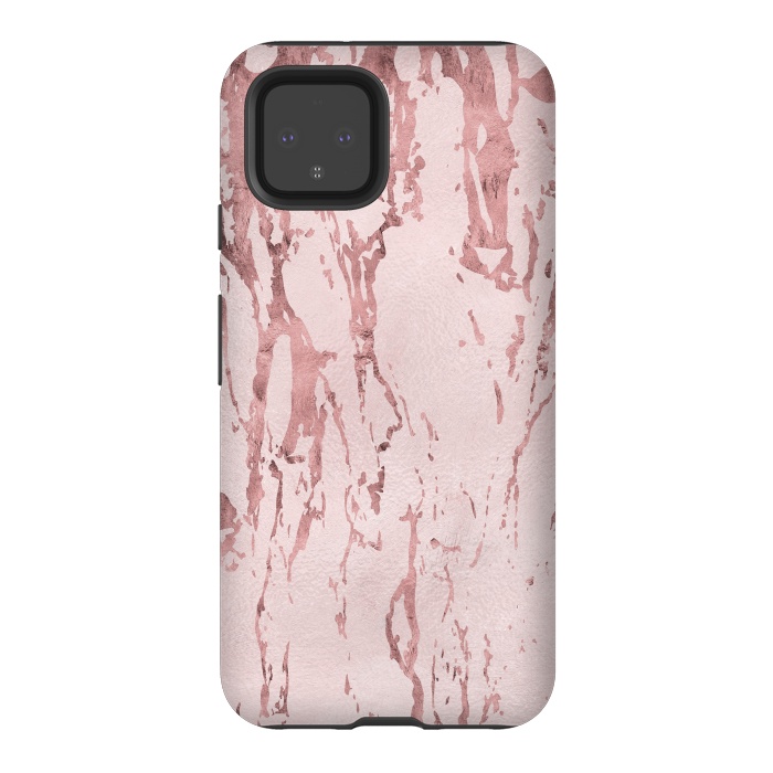 Pixel 4 StrongFit Shiny Rose Gold Marble 2 by Andrea Haase