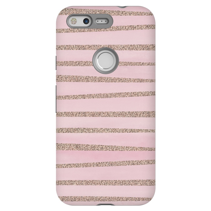 Pixel StrongFit Rose Gold Glitter Stripes 2 by Andrea Haase