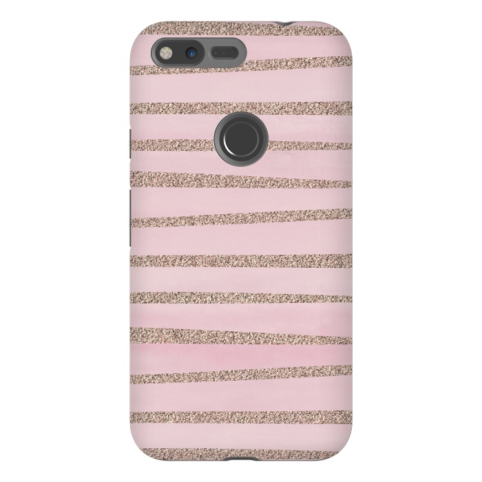 Pixel XL StrongFit Rose Gold Glitter Stripes 2 by Andrea Haase
