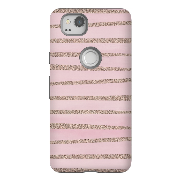Pixel 2 StrongFit Rose Gold Glitter Stripes 2 by Andrea Haase