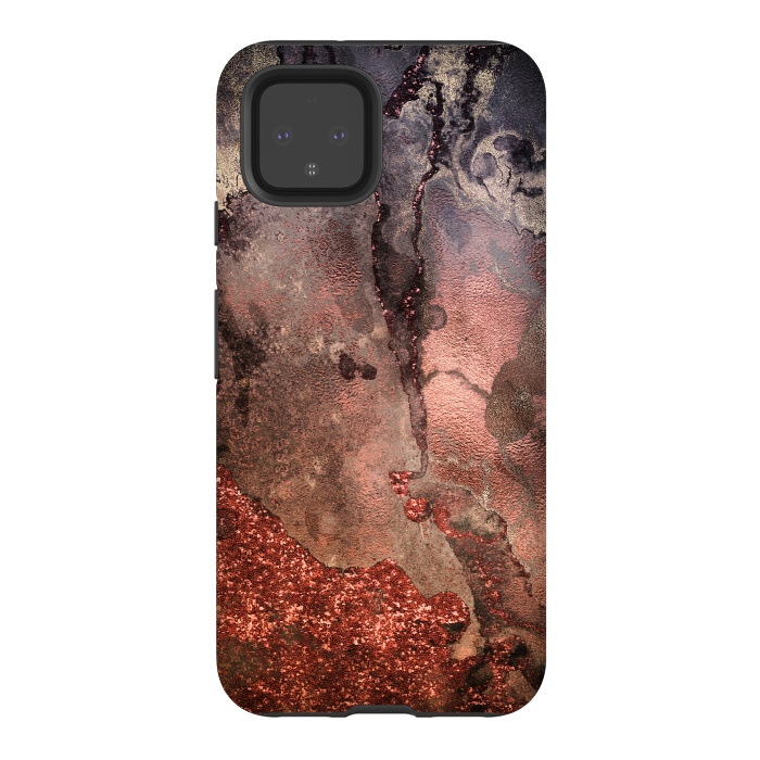 Pixel 4 StrongFit Copper Glitter and Ink Marble by  Utart